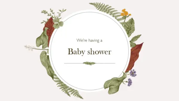 Baby shower slideshow brown vintage botanical