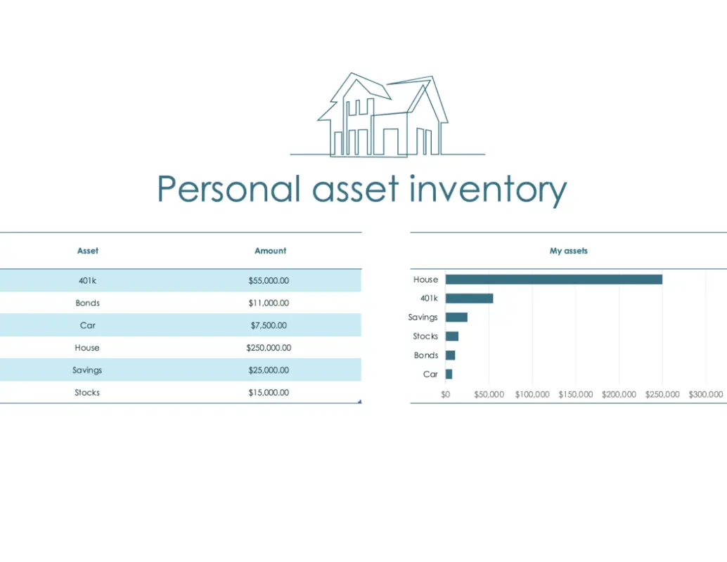 Personal asset inventory blue modern simple