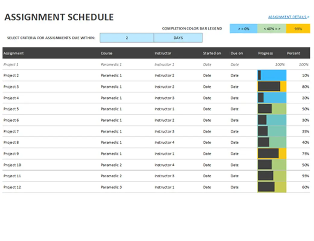 Assignment schedule gray modern-simple