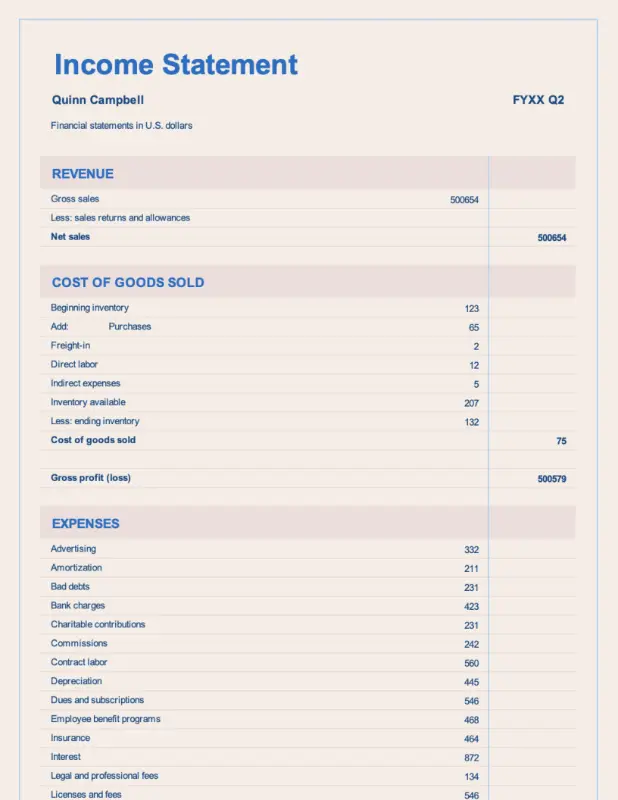 Income statement 1 year pink modern simple