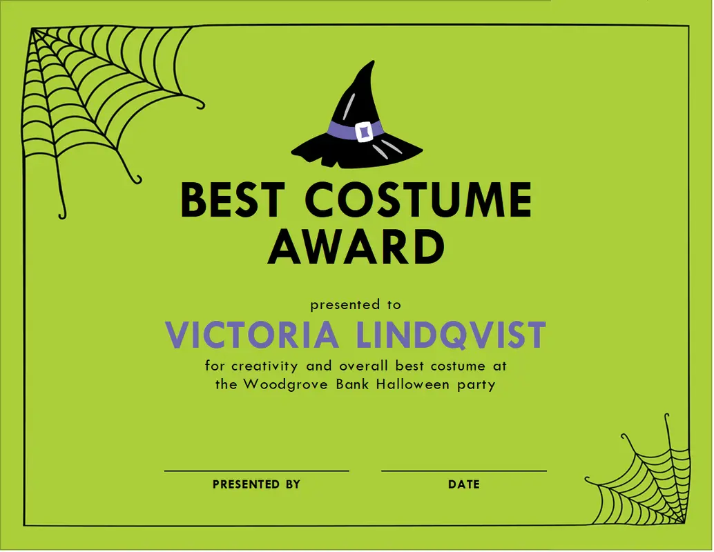 Halloween costume award green whimsical-color-block