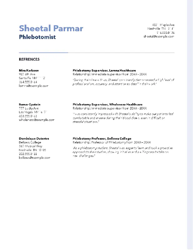 Resume references modern simple