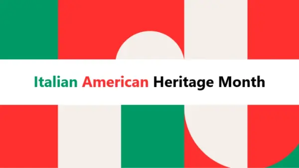 Italian American Heritage Month presentation green modern-color-block