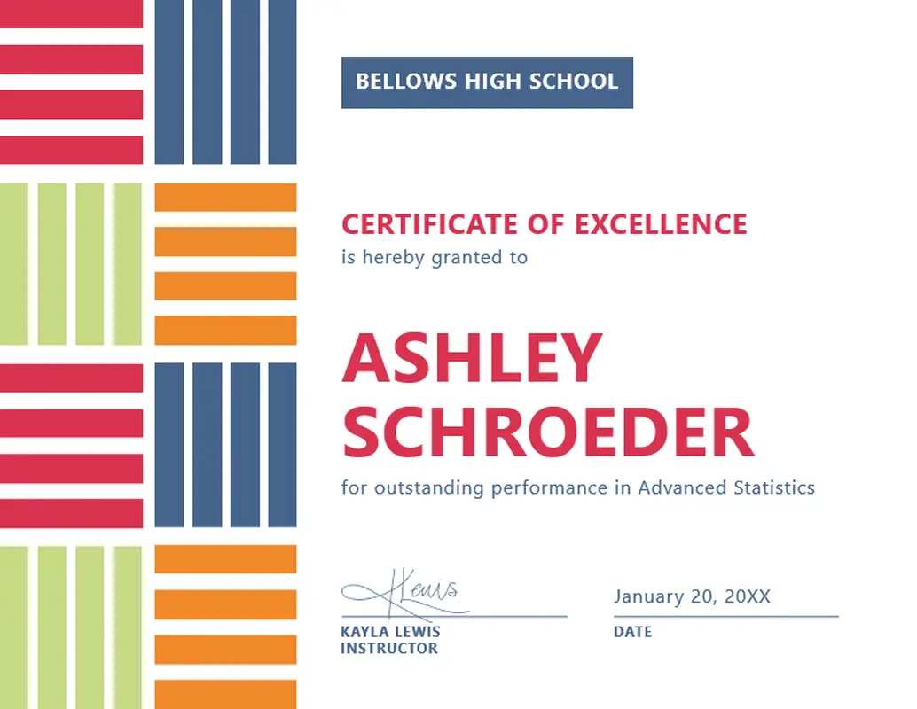 Color block student certificate of excellence red modern-color-block