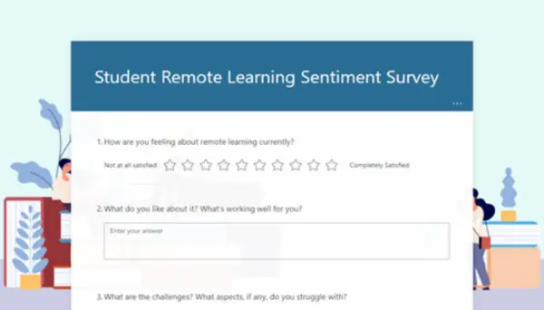 Student remote learning sentiment survey blue modern simple