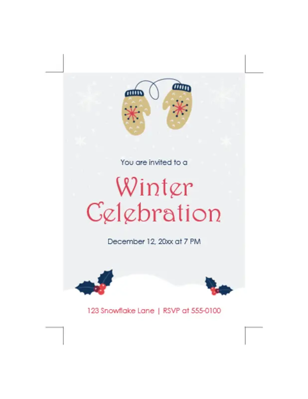 Winter holiday party invitations blue whimsical