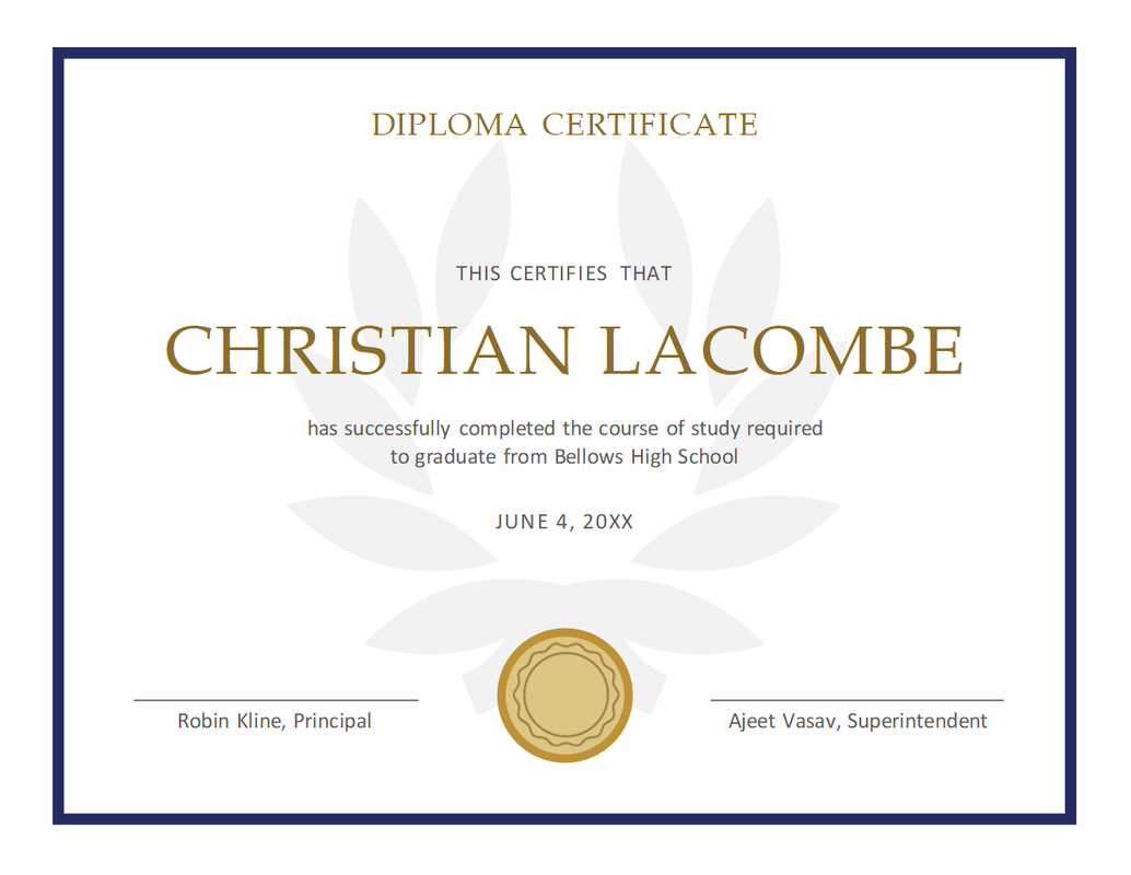 Diploma certificate yellow modern simple