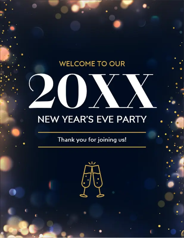 New Year’s party printables  black modern simple
