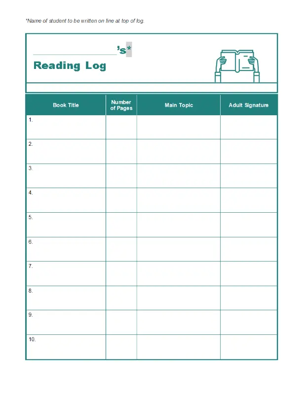 Reading log green modern-simple