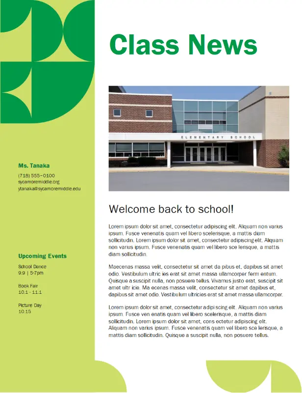 Classroom newsletter blue modern-geometric