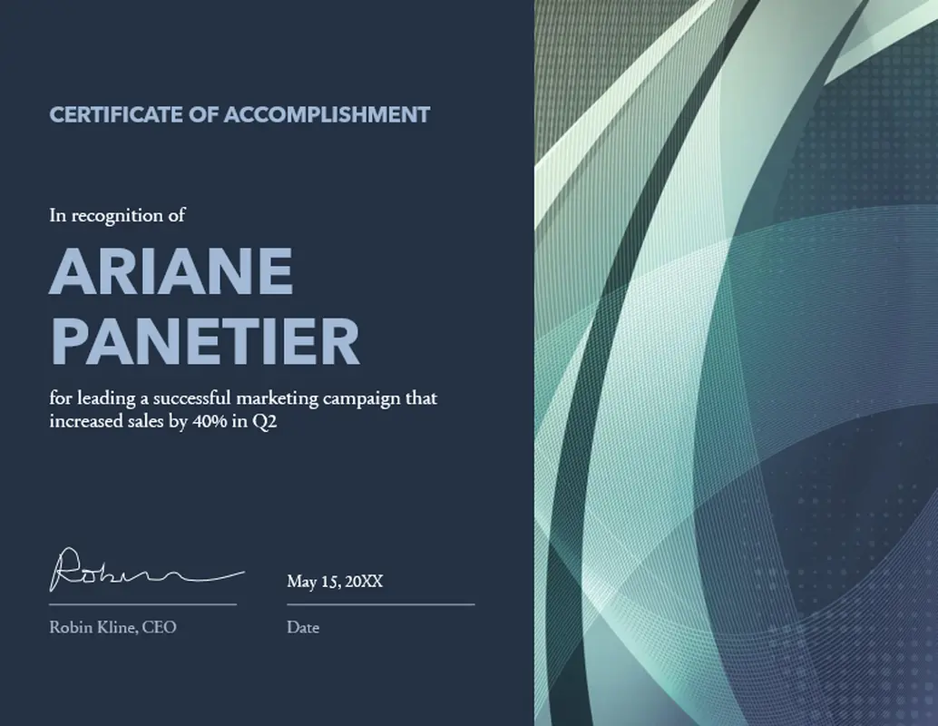 Certificate of accomplishment green modern-geometric