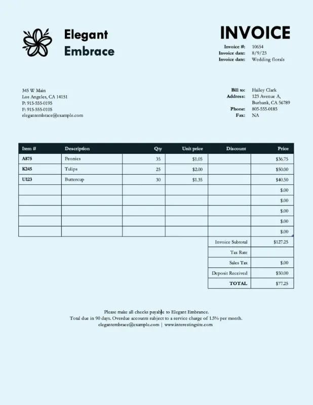 Simple invoice blue modern-simple