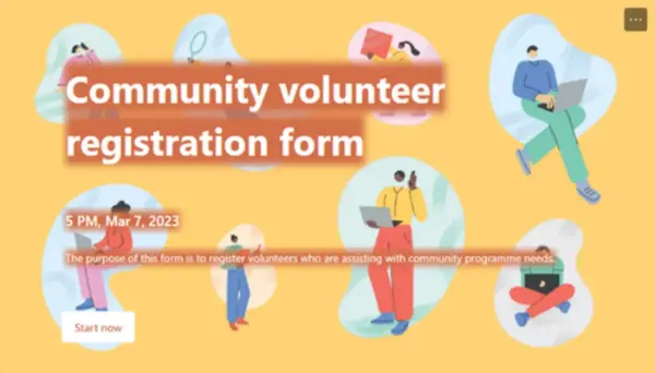 Community volunteer registration form yellow