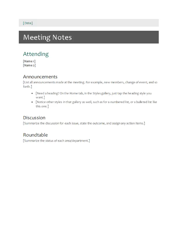 Meeting notes gray modern simple