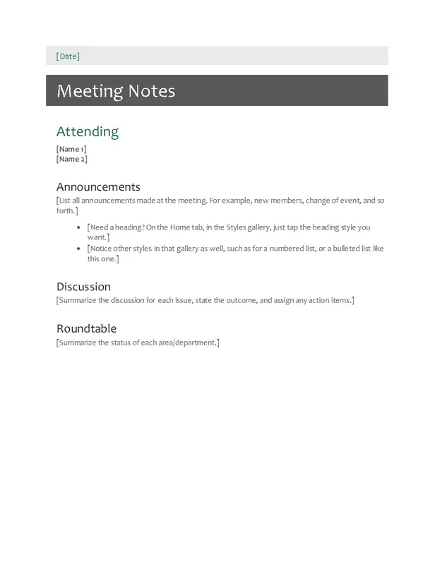 Meeting notes gray modern simple