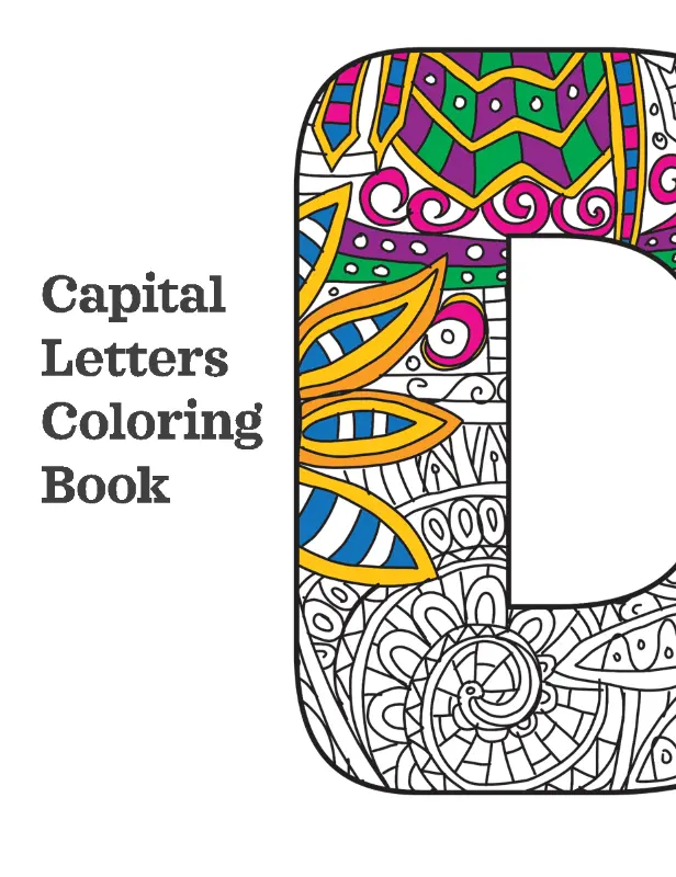Capital letters coloring book organic boho