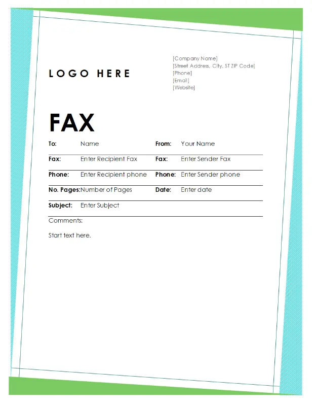 Geometric fax cover blue modern geometric