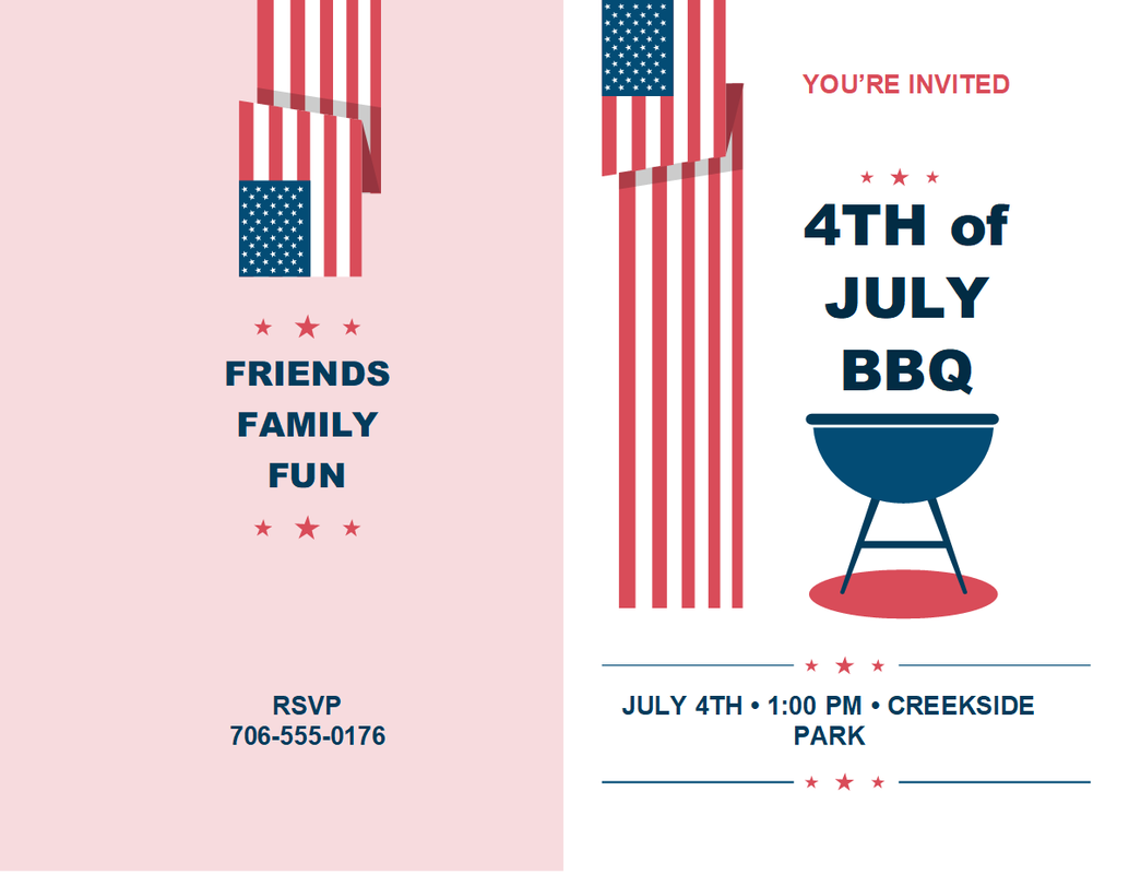 4th of July BBQ invitation red modern-simple