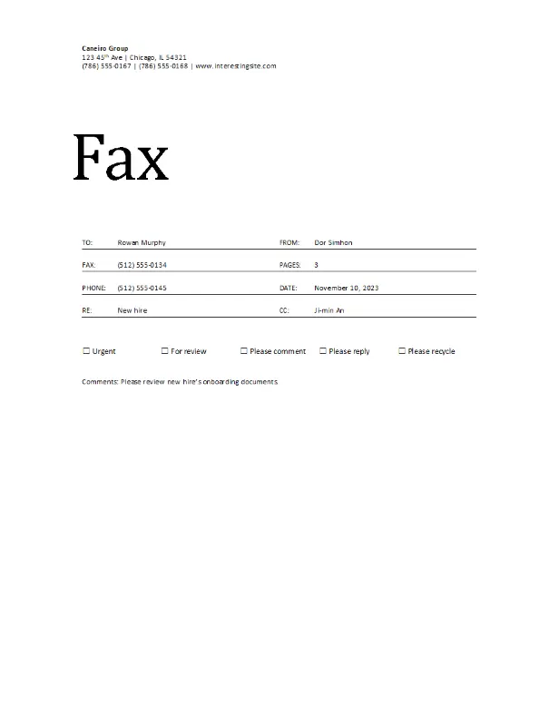 Fax Cover Sheet white modern simple