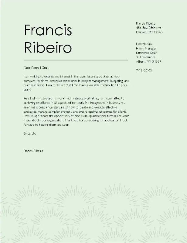 Formal business letter green modern simple