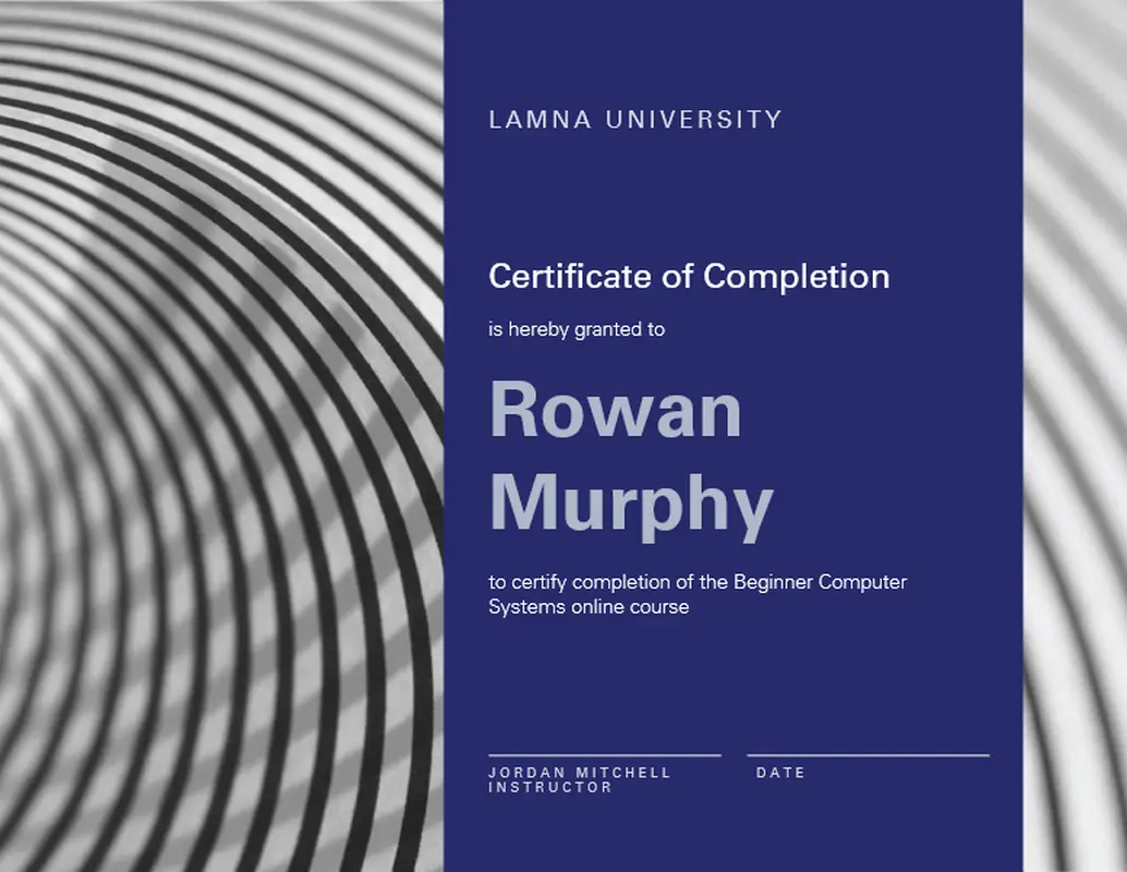 Course completion certificate blue modern-geometric