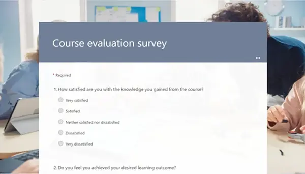 Course evaluation questionnaire blue modern simple