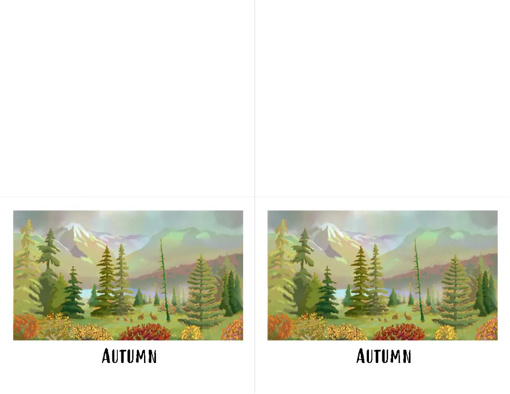 Wilderness scenes  greeting cards (quarter-fold) green whimsical-color-block