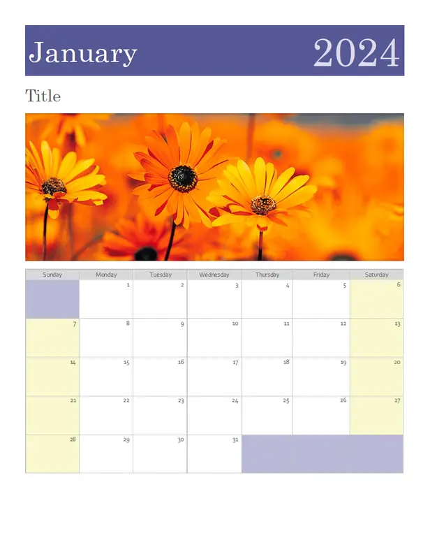 Photo calendar purple modern-simple