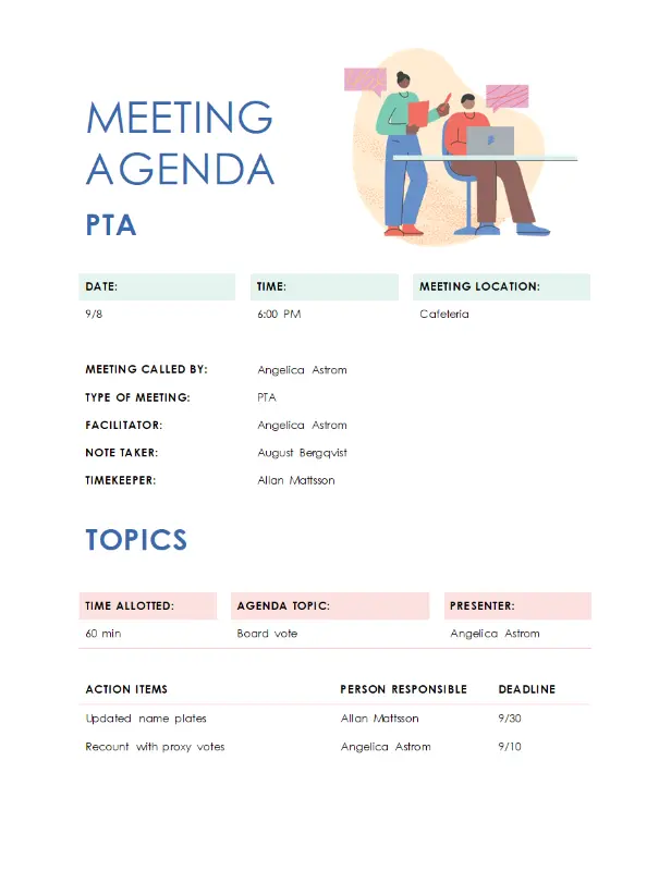 Educational meeting agenda modern simple