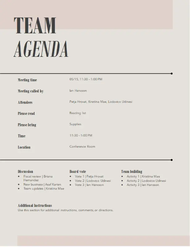 Headlines team agenda pink modern geometric