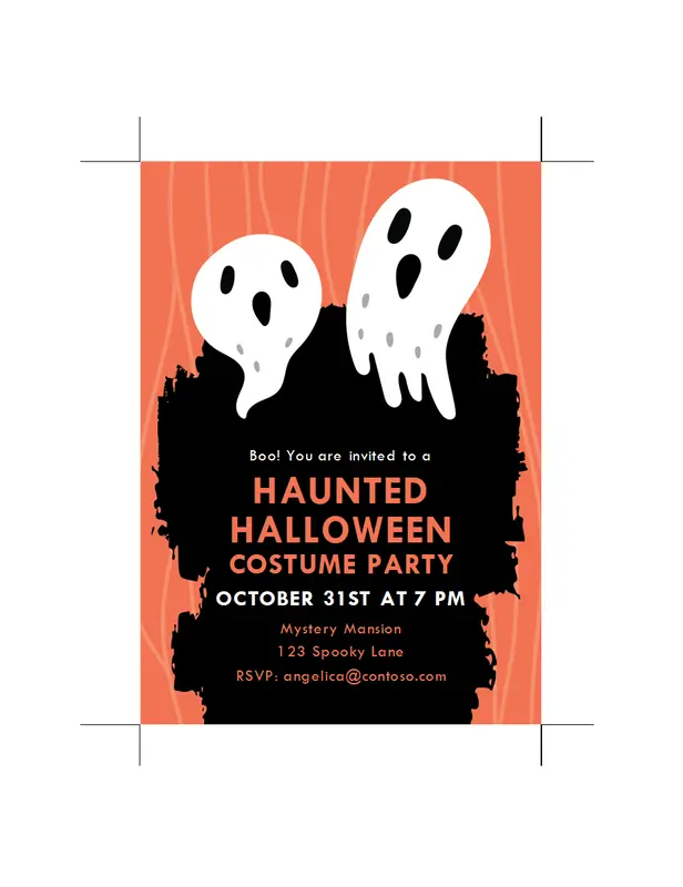 Ghostly Halloween party invite black whimsical-color-block