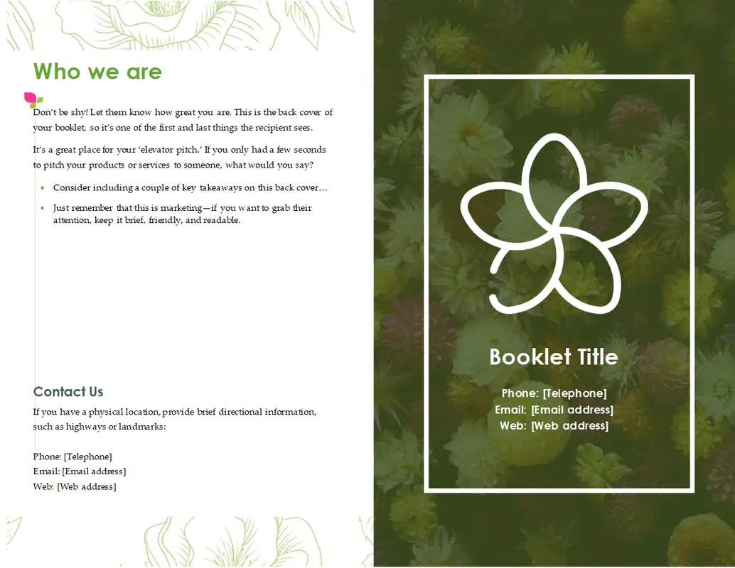 Spring floral booklet green vintage-botanical