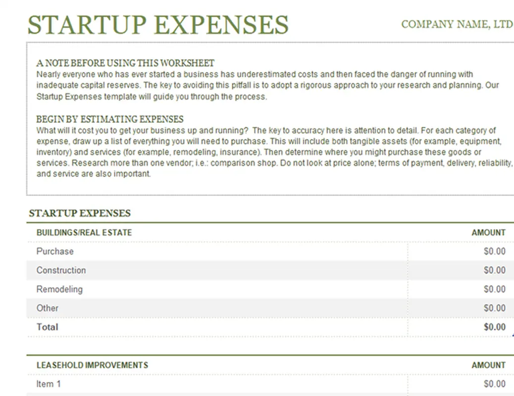 Startup expenses modern-simple