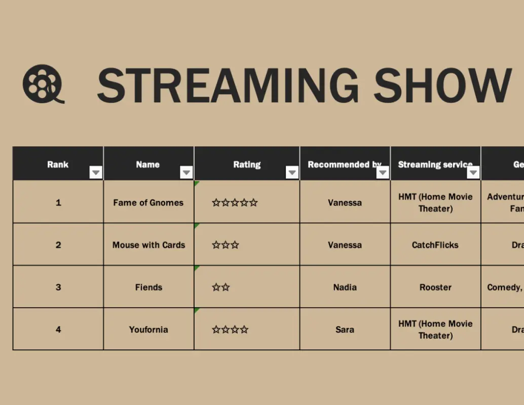 Streaming show list brown modern simple