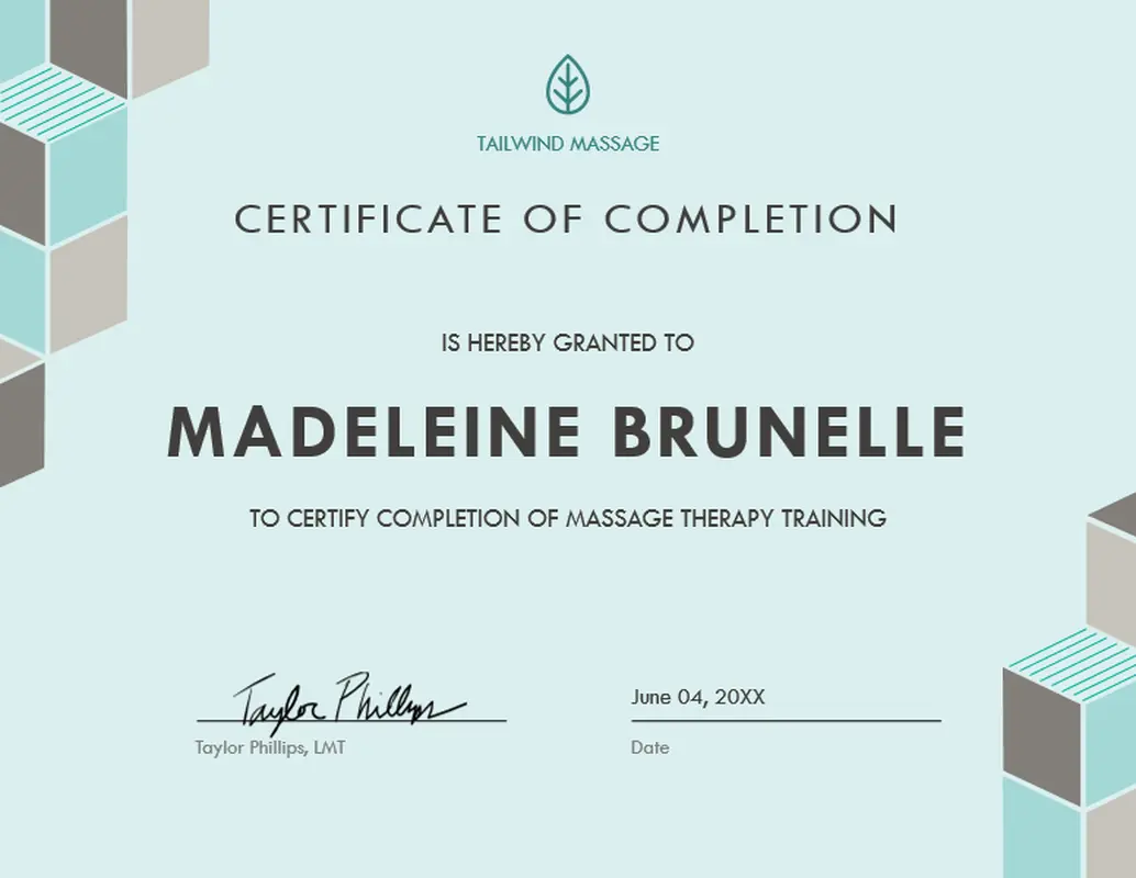 Certificate of completion blue modern-geometric