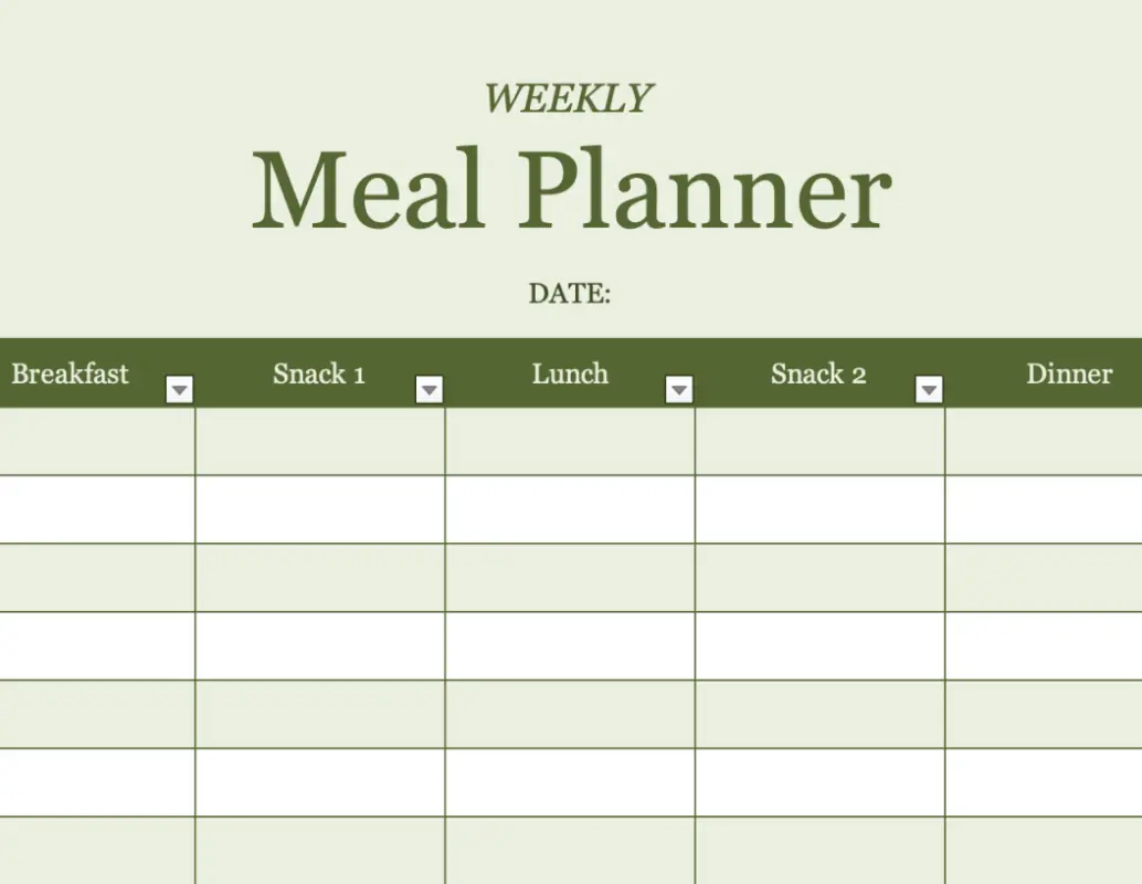 Weekly Meal planner green modern-simple