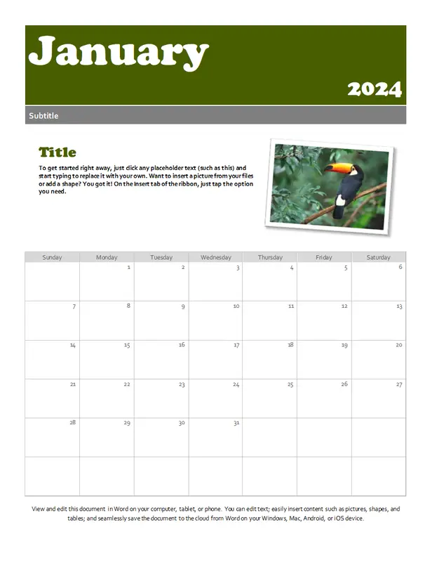 Snapshot calendar green modern-simple