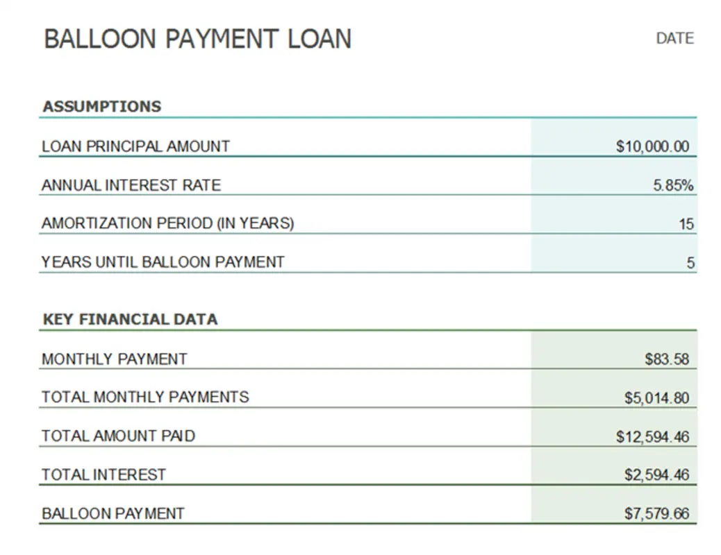 Balloon loan payment calculator modern simple
