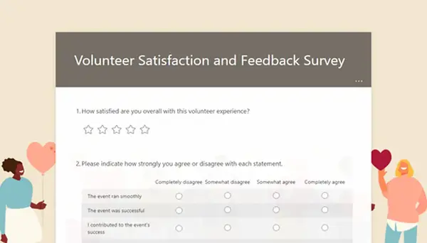 Volunteer satisfaction and feedback survey yellow