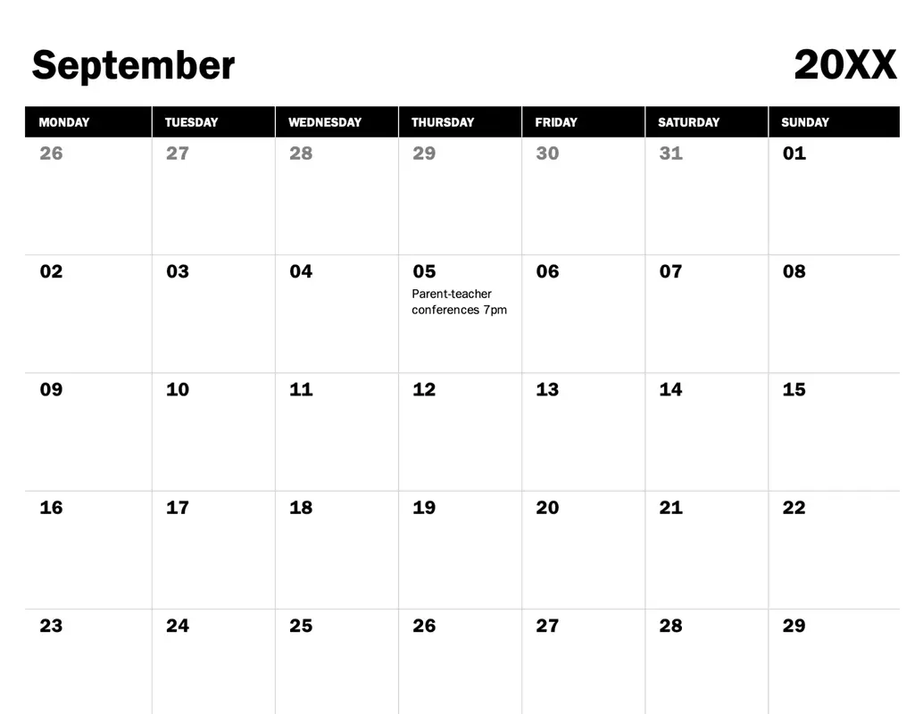 Academic calendar modern simple