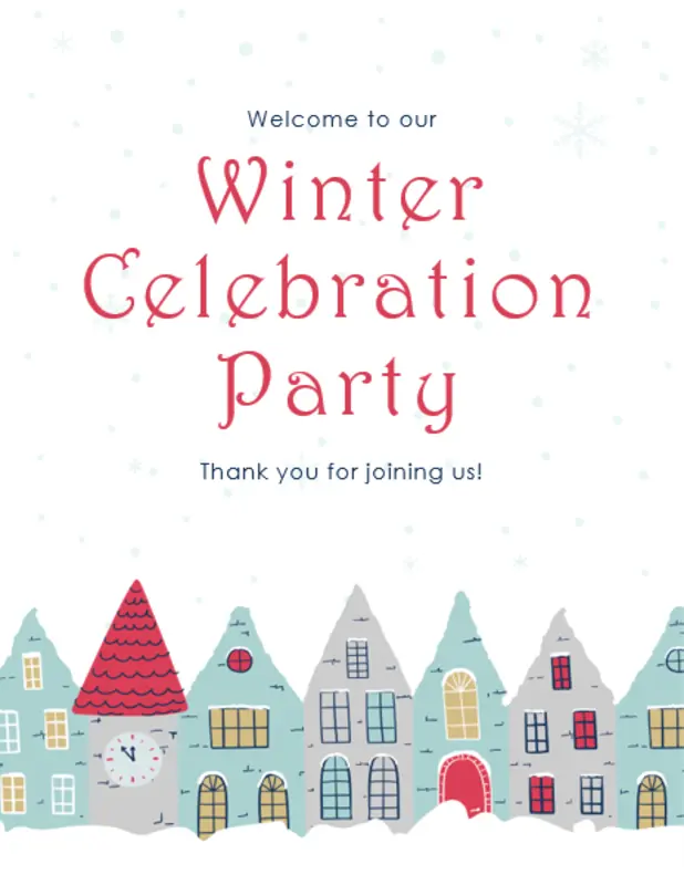 Winter party printables  red whimsical color block