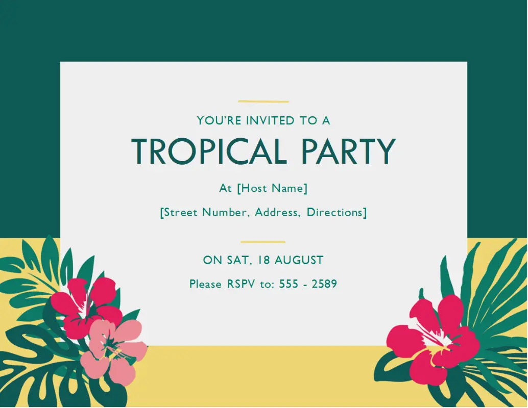 Party invitation (tropical) green modern-simple