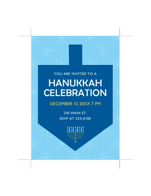 Hanukkah invitation blue modern-simple