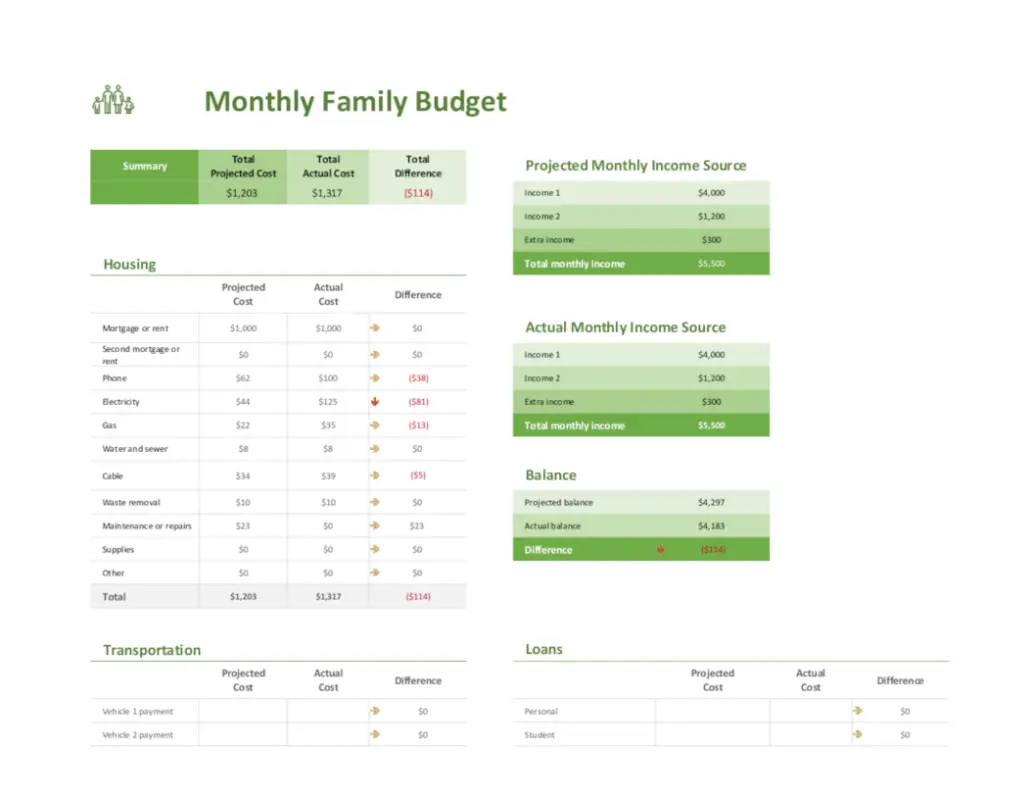 Family budget planner modern simple