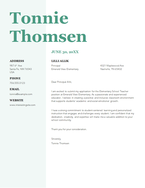 Stylish teaching cover letter red modern-simple