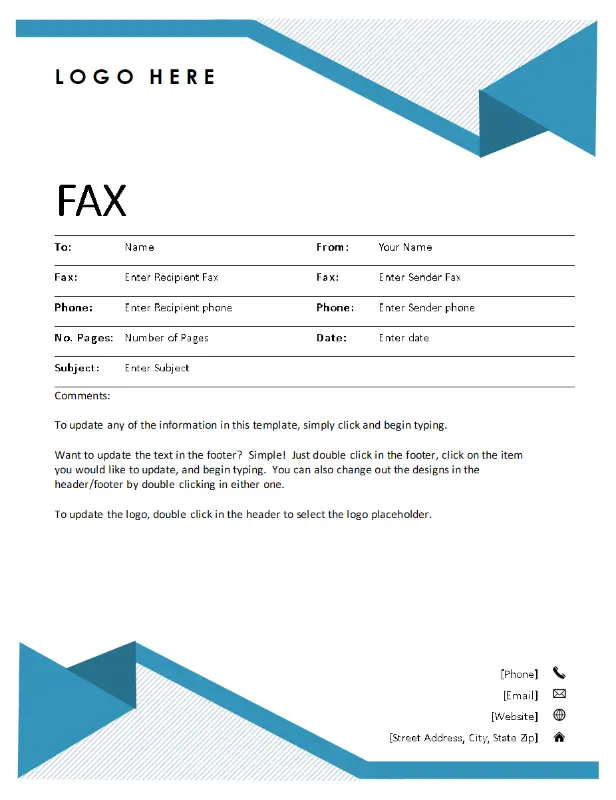 Pinstripes fax cover blue modern simple
