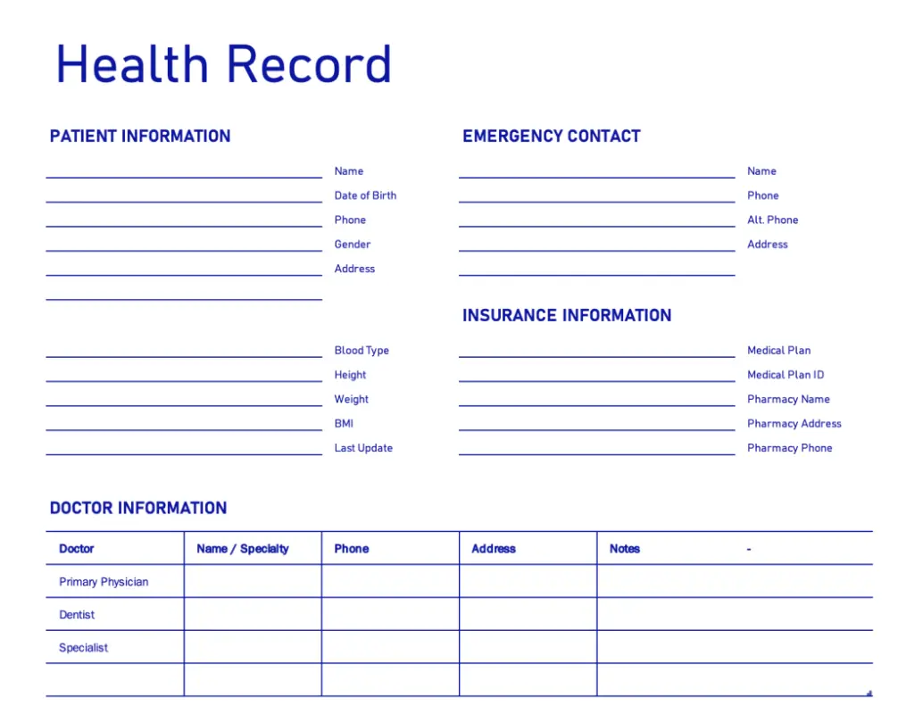 My family's health record blue modern-simple