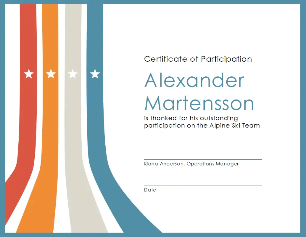 Certificate of participation blue modern-simple