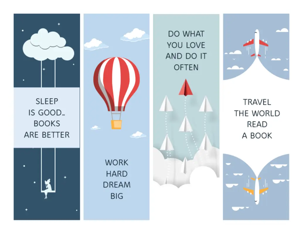 Motivational bookmarks (presentation) blue modern simple