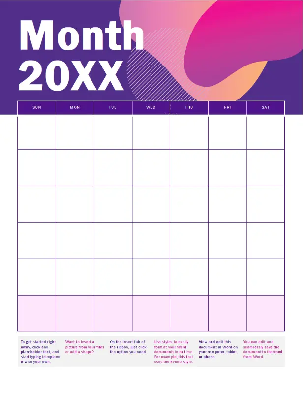 Event calendar purple modern geometric & linear